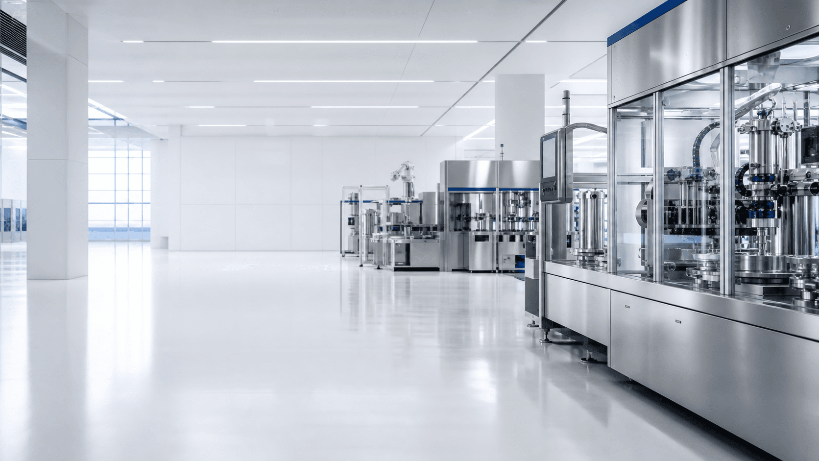 Bright modern precision manufacturing factory interior
